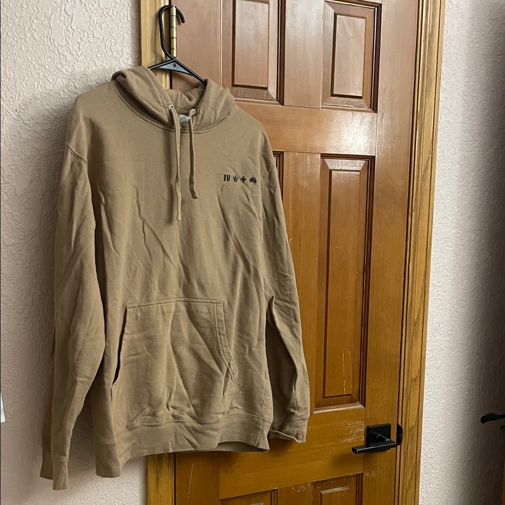 Men's Tan Hoodie with Embroidered Detail